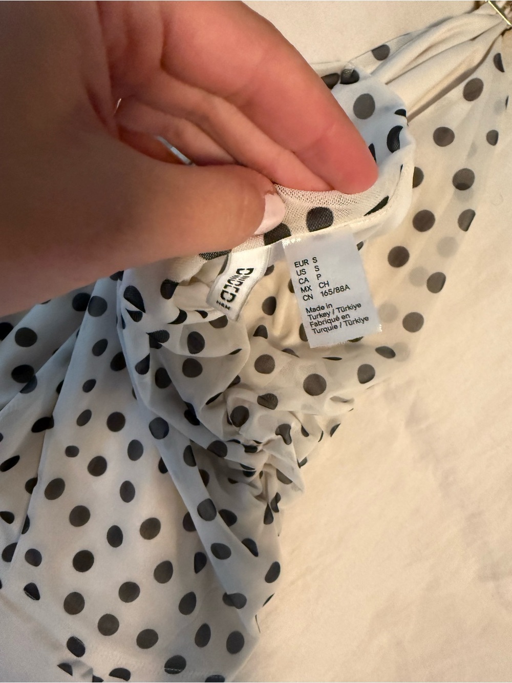 H&M MESH HALTERNECK TOP CREAM/POLKA DOT - Picture 5 of 6